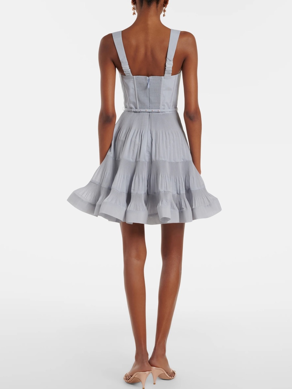 Zimmermann Pleated Draped Mini Dress in steel blue - Picture 4 of 11